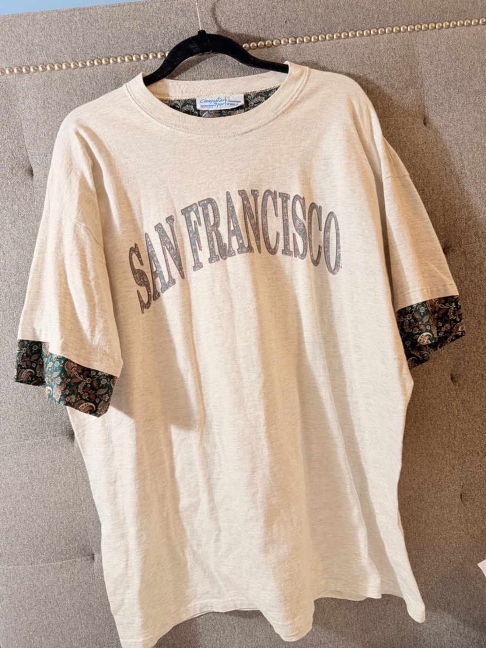San Francisco Graphic Tee with Paisley Sleeve Trim